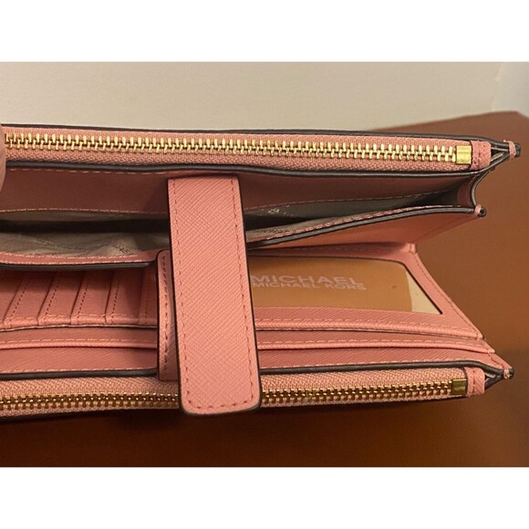 NWT $258 MICHAEL KORS Jet Set Travel Wristlet Wallet Phone Case Pink Leather Zip - Picture 7 of 12